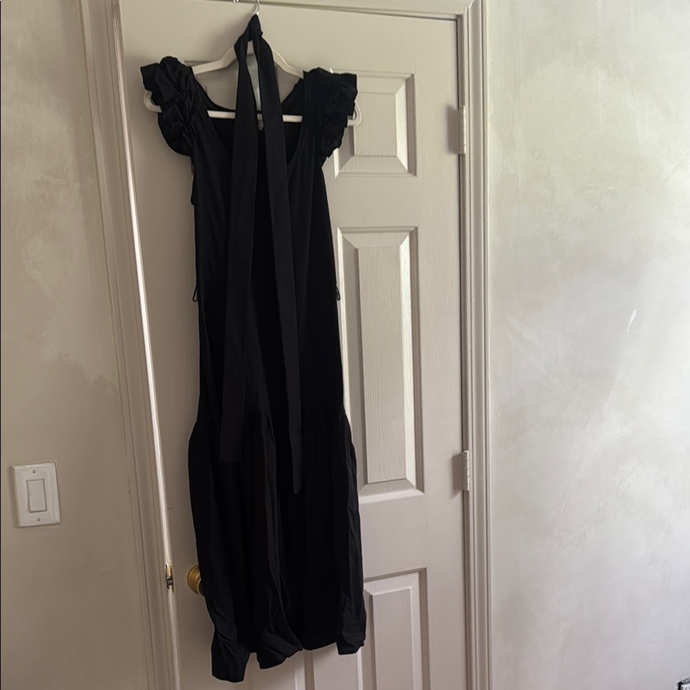 Nation LTD Black Sleeveless Midi Dress with Tie Neck